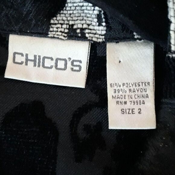 Vtg 80's‎ Chico's Blazer Jacket Shacket Jacquard Tapestry Abstract Black Size 2 - Picture 7 of 8